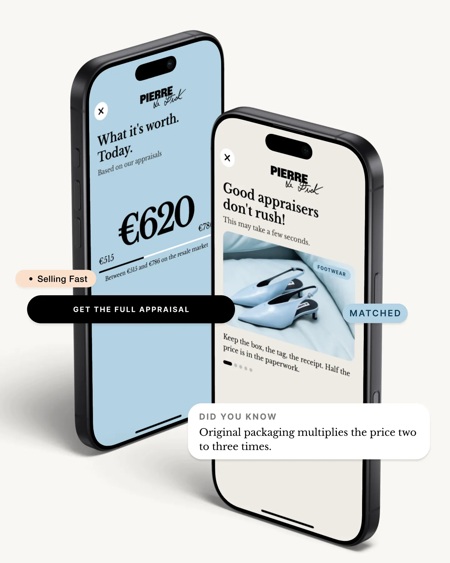 Pierre Le Duck app scanning an item to find its resale value
